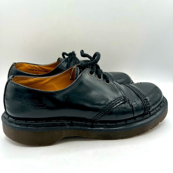 RARE VTG 80s Mens Dr. Martens 8266 Black Oxfords Sz 8 MI ENGLAND Toe Cap Platfo - Picture 3 of 15